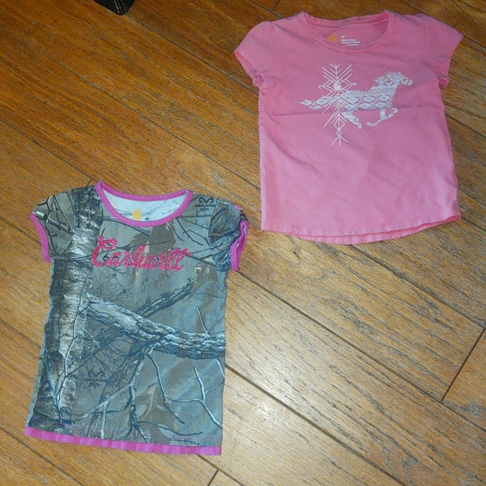 Carhartt Pink and Camouflage Kids Tees 4t girls